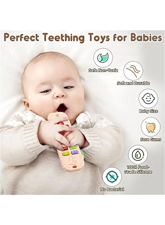 Teething Relief Teethers Toys for Babies 3-6 12 Months Gifts, Silicone Remote Control Baby Teether Bath Toys for 3 6 9 Months Newborn Infant Boy Girl Autism, Food Grade Silicone Sensory Toys, Pink - Image 2